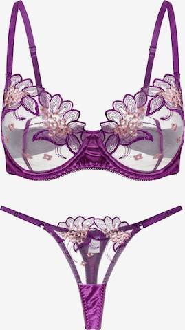 Orchibelle Balconette Underwear Sets in Purple: front