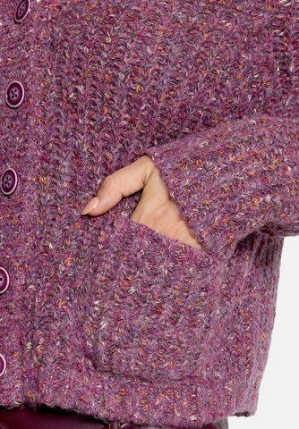 Cartoon Strick-Cardigan mit V-Ausschnitt in Lila