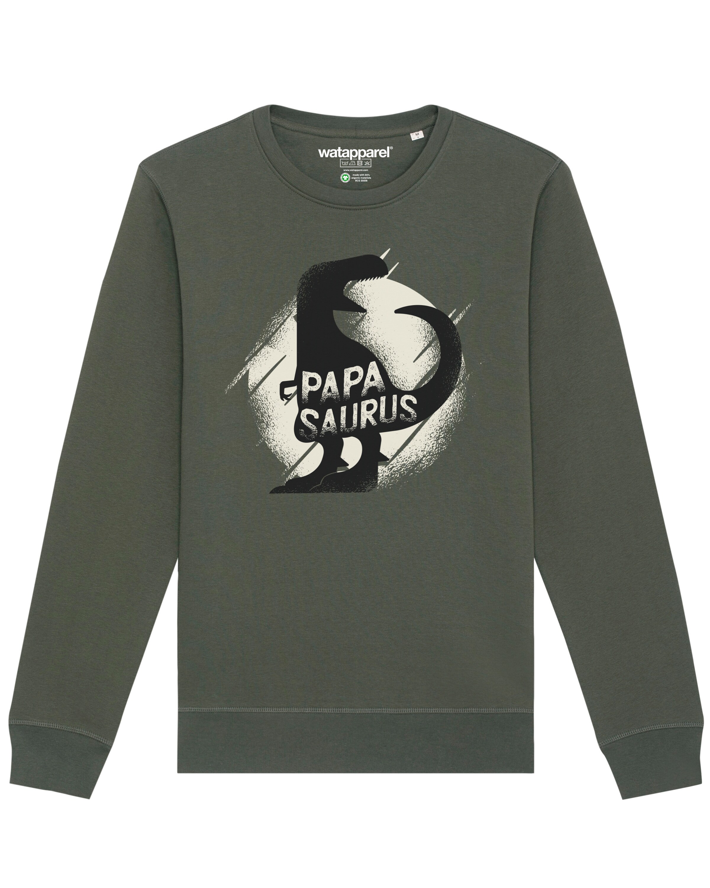 Watapparel Sweatshirt ' Papasaurus ' in Grün: Vorderseite