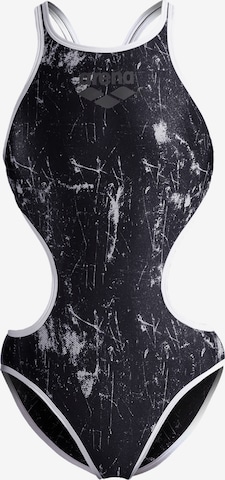 ARENABustier Jednodijelni kupaći kostim 'LACQUER' - crna boja: prednji dio
