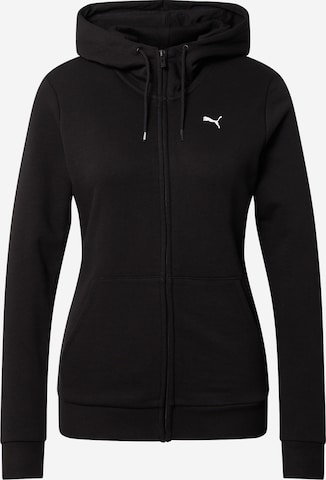PUMA Athletic Zip-Up Hoodie in Black: front