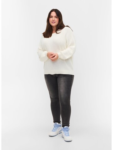 Zizzi Sweatshirt 'MEMERY' in White