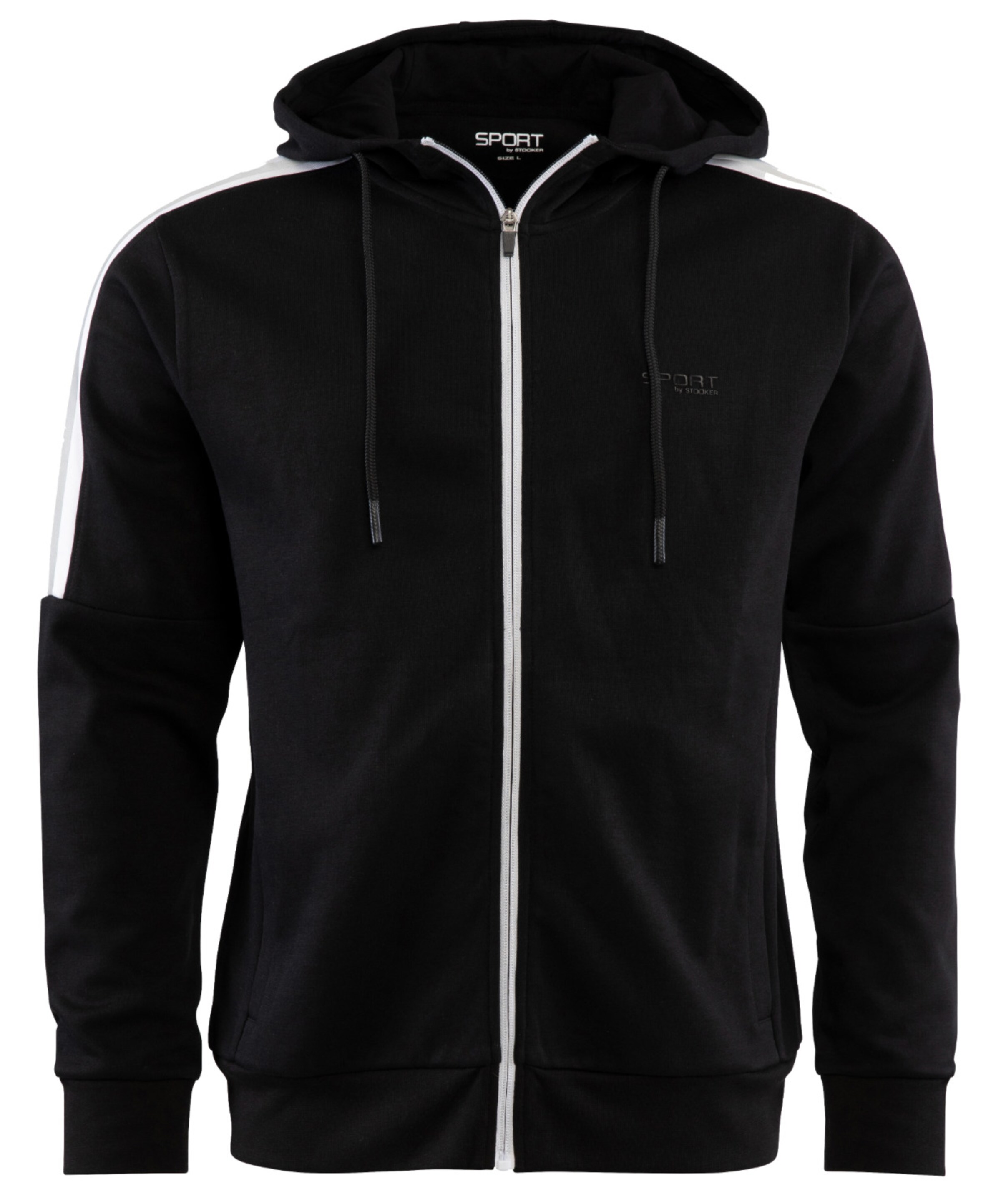 Stooker Men Sweatjacke 'Stewart' in Schwarz: Vorderseite