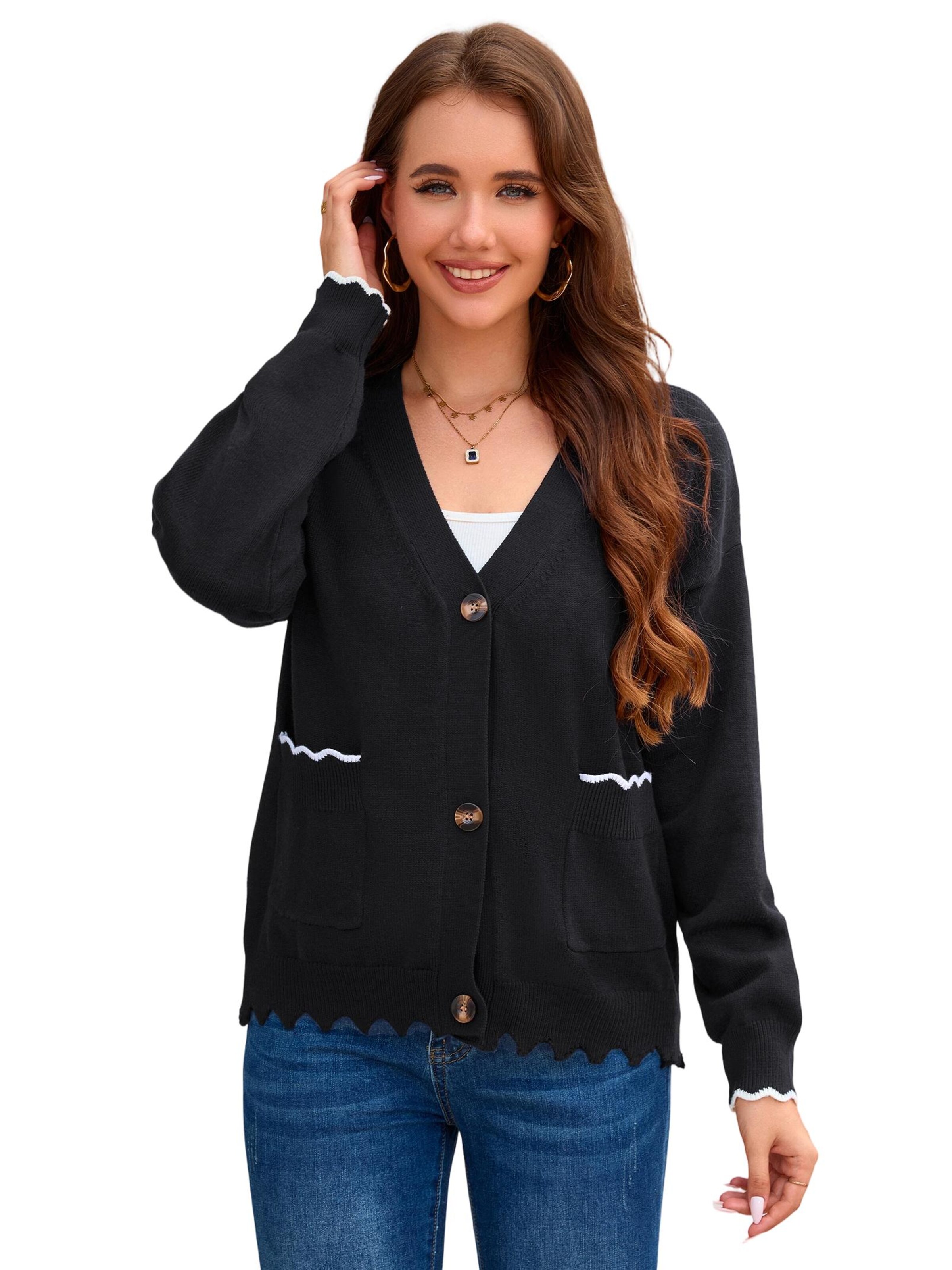Yesfashion Strickjacke‌‌ in Schwarz: Vorderseite