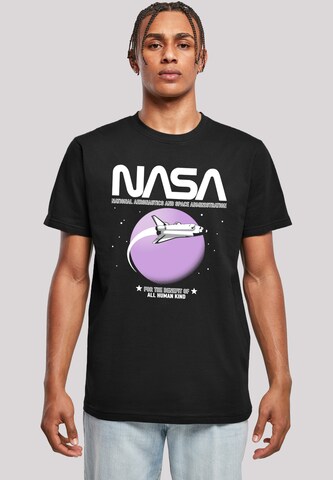 F4NT4STIC Shirt 'NASA Shuttle Orbit' in Zwart: voorkant
