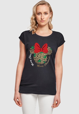 ABSOLUTE CULT T-Shirt 'Minnie Mouse - Leopard Christmas' in Blau: predná strana