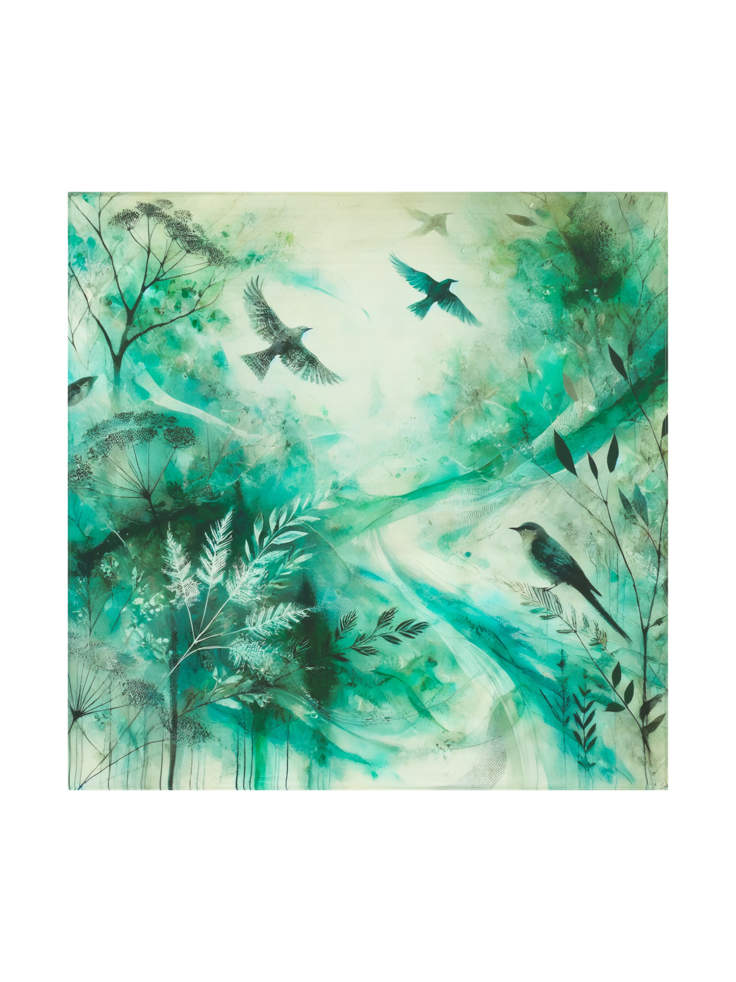 Bolongaro Trevor Sjal 'Birds' i blandingsfarvet: forside