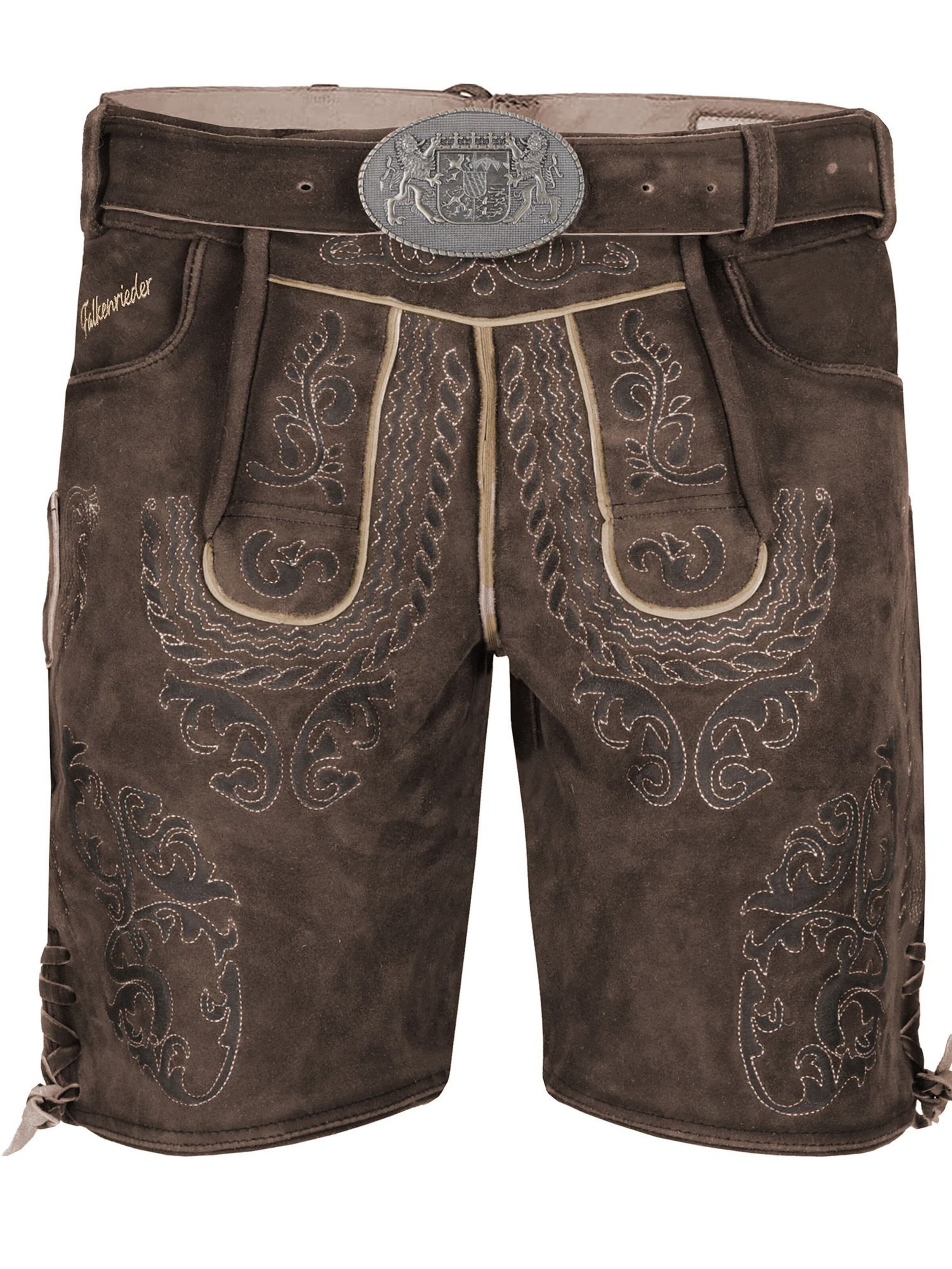 Falkenrieder Regular Trachtenhose 'Lederhose Herren aus echtem Ziegen-Wildbockleder'‌‌‌‌‌ in Braun: Vorderseite