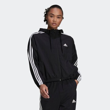 ADIDAS SPORTSWEAR Athletic Jacket 'Essentials Repeat' in Black: front