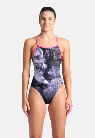 ARENA Bralette Swimsuit 'AIRBRUSH' in Purple: front