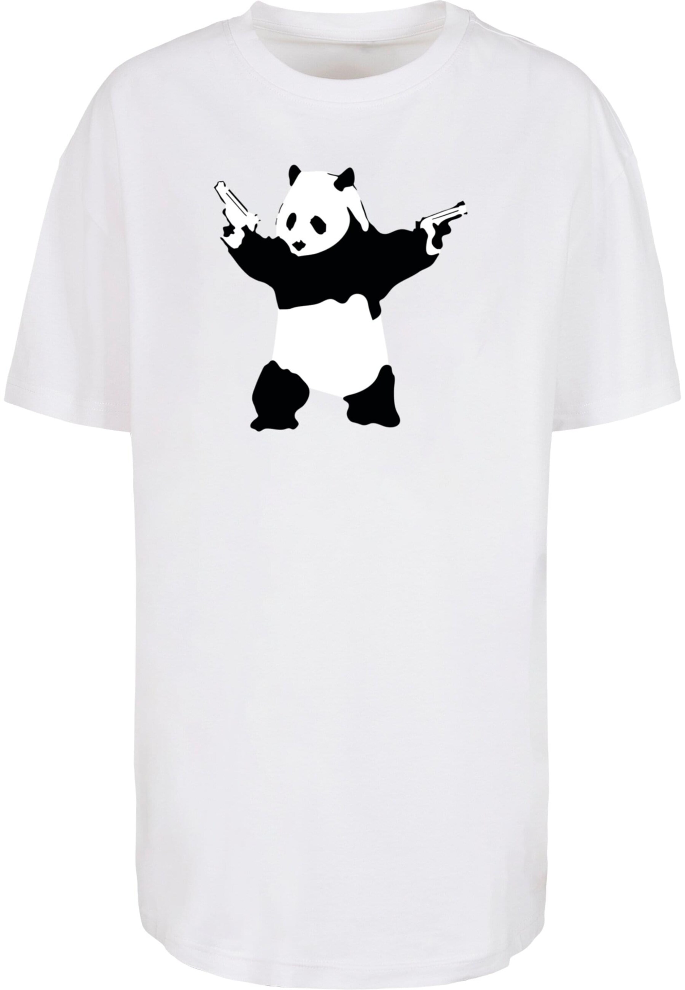 Merchcode Shirt 'Panda Guns' in Weiß: Vorderseite