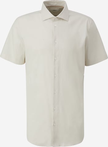s.Oliver BLACK LABEL Slim fit Button Up Shirt in Beige: front