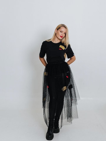 RADADA Shirt 'CROWN AND RED LIPS' in Schwarz