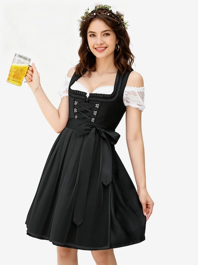 KoJooin Dirndl 'Damen Jacquard‑Kleid mit Tüllschürze – 3‑teiliges Dirndl‑Set für das Oktoberfest' in 34 in Black, Item view
