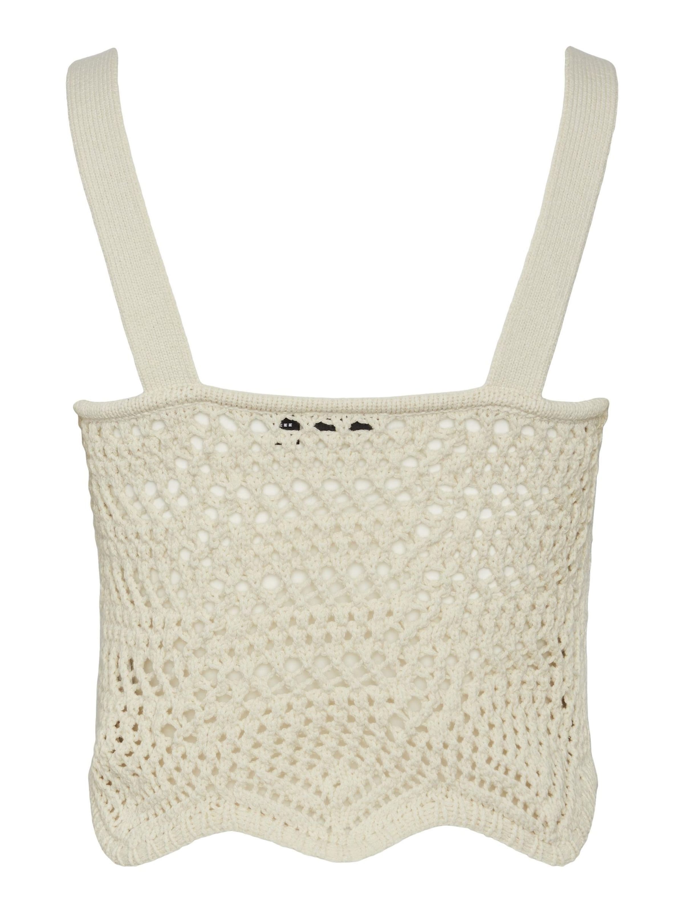 Top brodat 'PCAia' de la PIECES pe bej