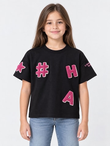 Hilal Akinci Kids Póló 'HİLAL AKINCI KİDS Baumwoll-T-Shirt mit kurzen Ärmeln' - fekete: elől