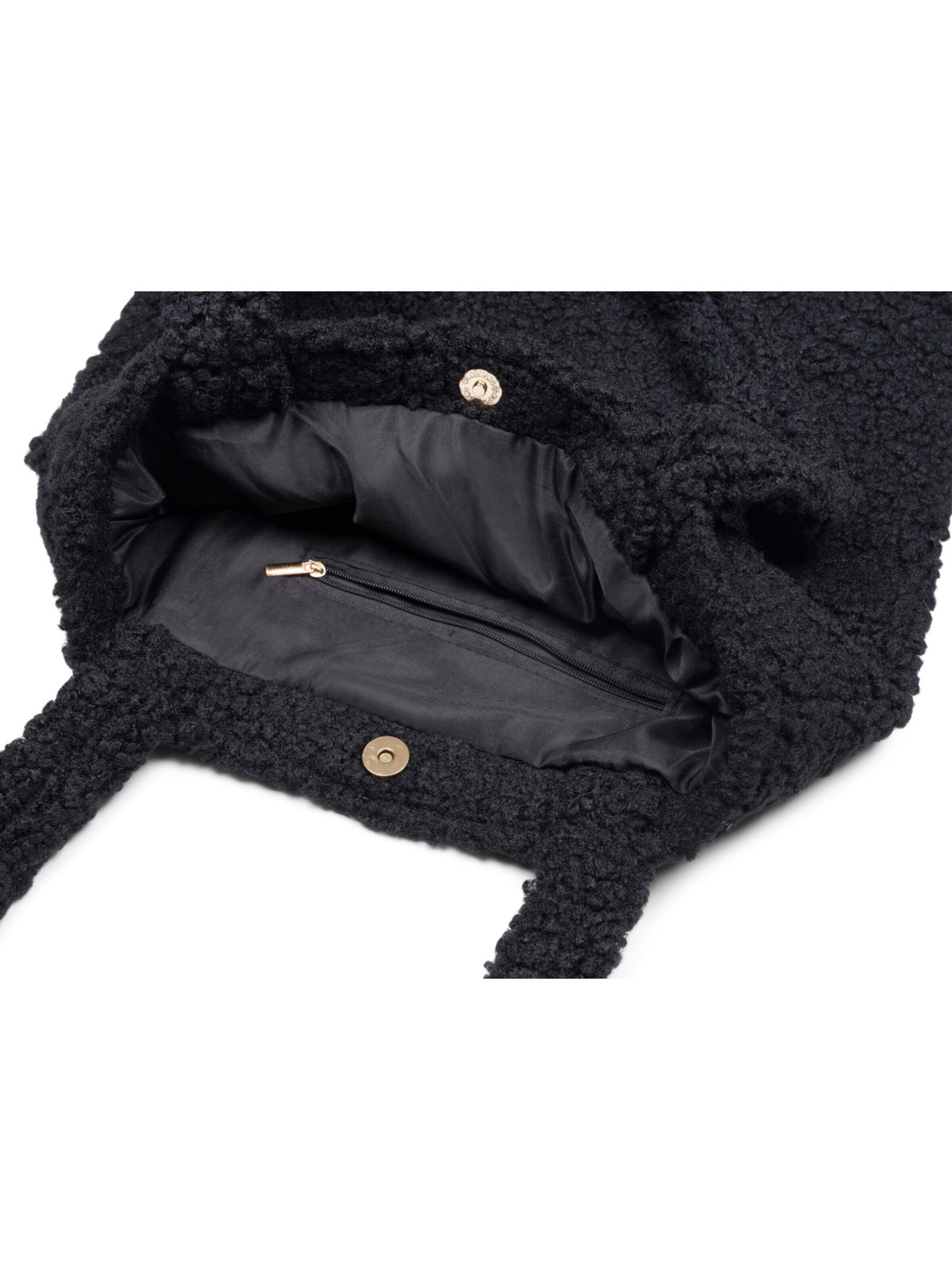 styleBREAKER Schultertasche 'Teddyfell Beuteltasche'‌‌ in Schwarz