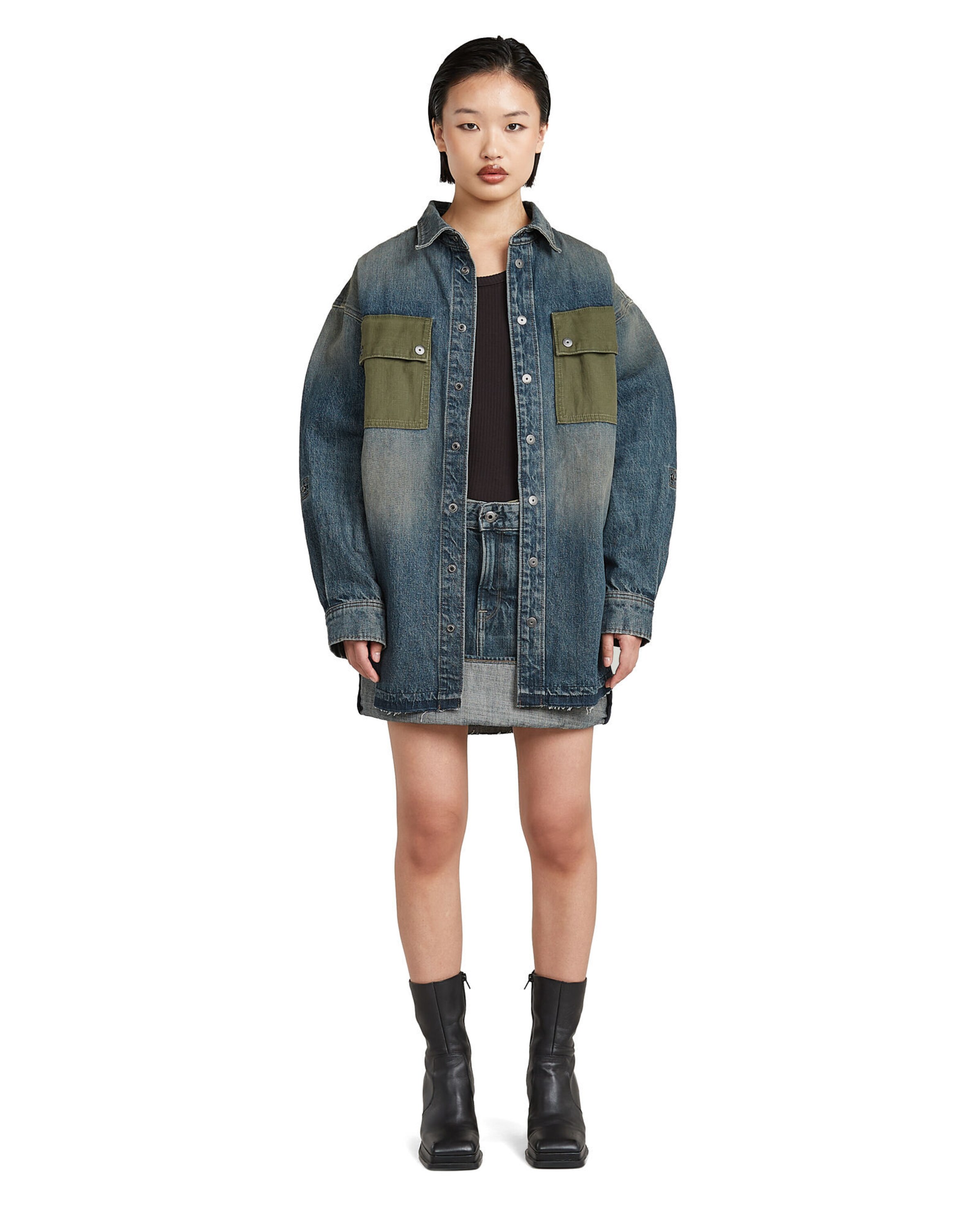 Jupe 'Hybrid Turn-up Mini Skirt' G-STAR en bleu
