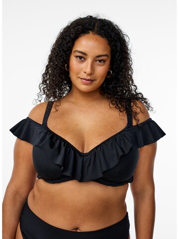 Swim by Zizzi Kolmnurk Bikiinitopp 'Sallica', värv must: eest vaates