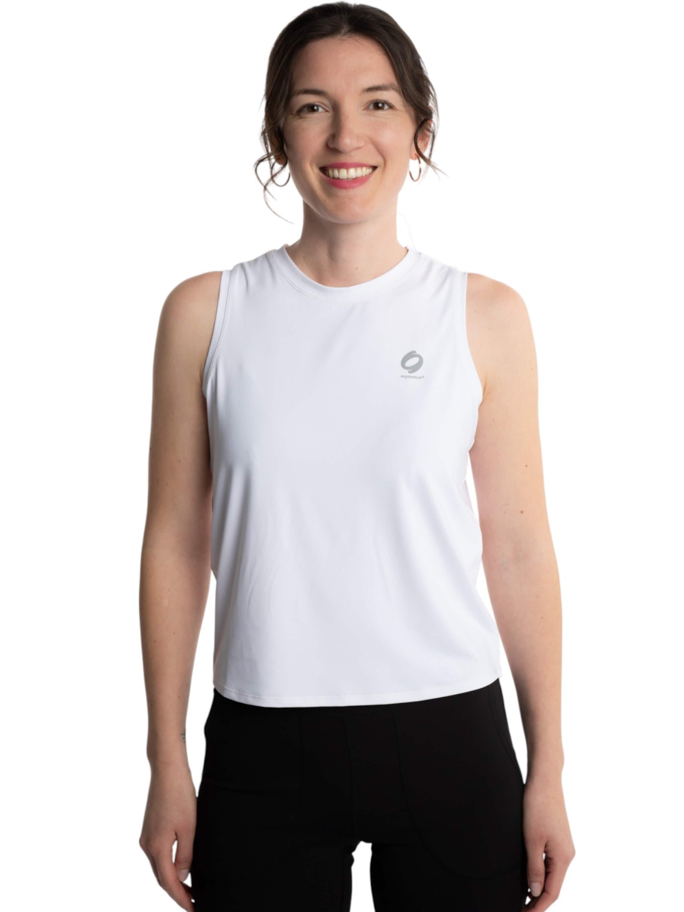 mymotus Sports Top 'mymotu®, ladies top with details, YW11' in White: front