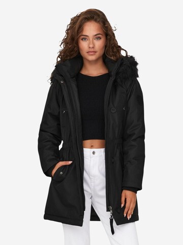 ONLY Winterparka 'ONLIRIS FUR WINTER PARKA OTW CC 15304625' in Zwart: voorkant