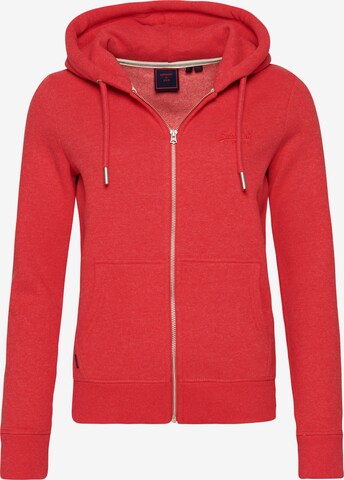 Superdry Zip-Up Hoodie in Red: front