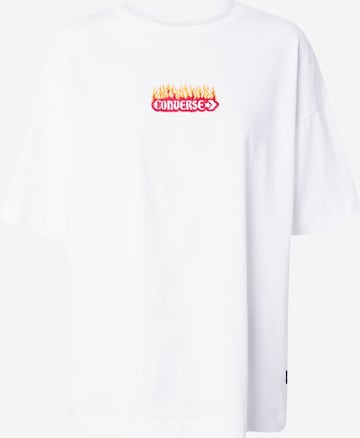 CONVERSE - Camiseta talla grande en blanco: frente