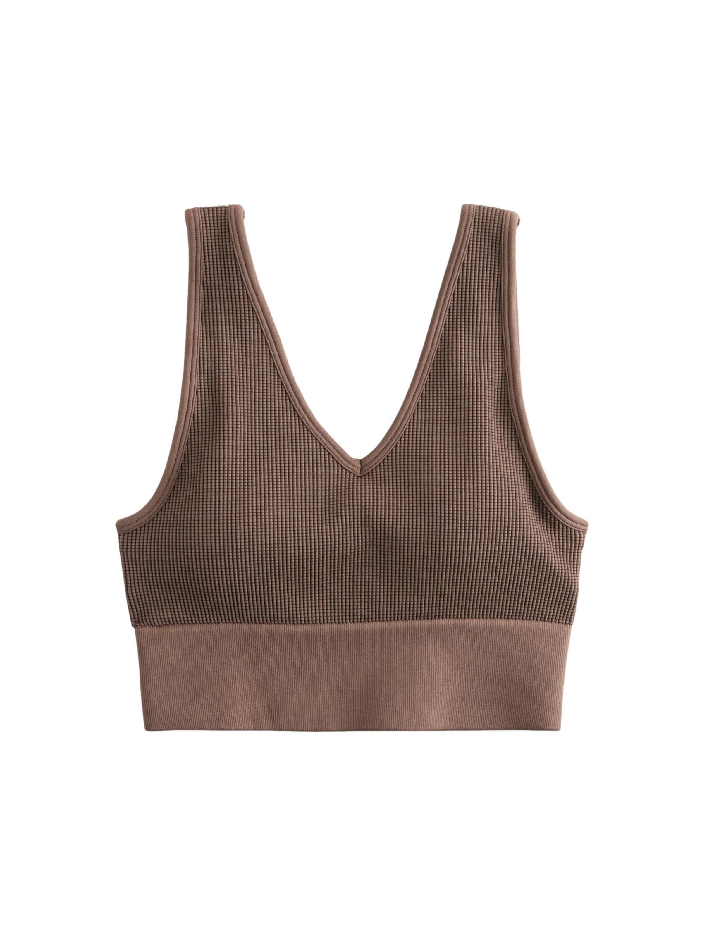 Next Õlapaelteta topp Spordirinnahoidja, värv pruun: eest vaates