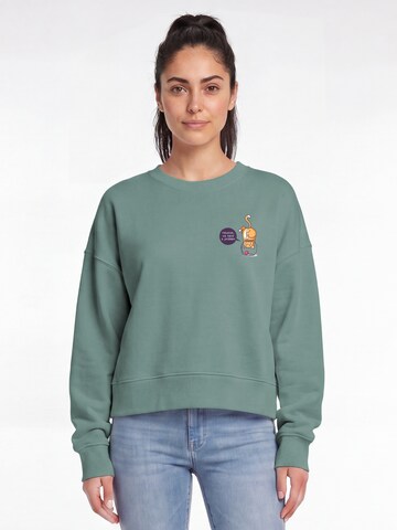 Sweat-shirt 'Funny Cat' Watapparel en vert : devant