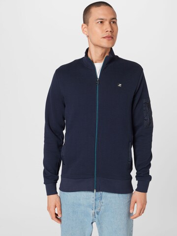 Petrol Industries Zip-Up Hoodie in Blue: front