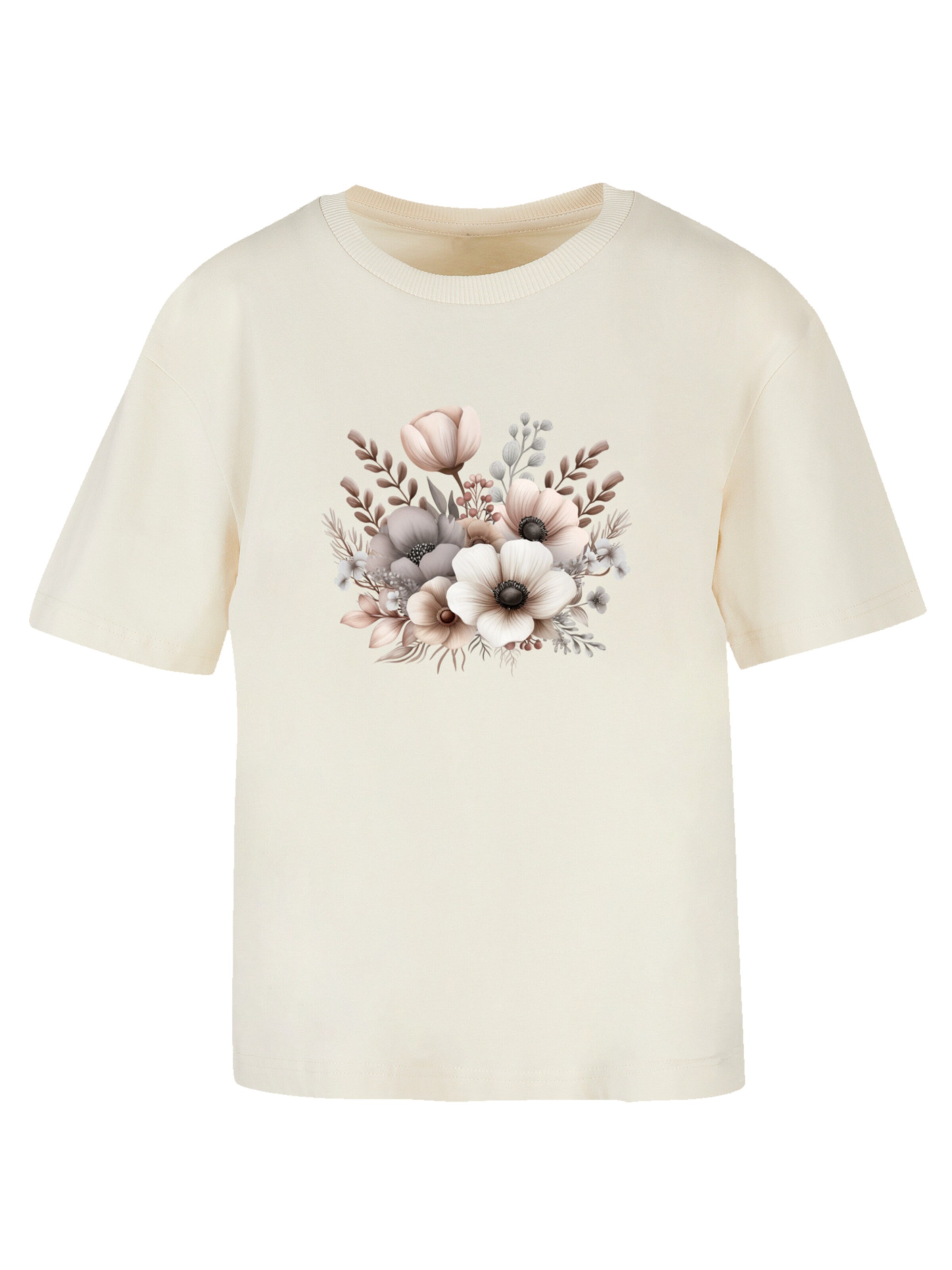 F4NT4STIC T-Shirt 'Blumenstrauß Boho' in Beige: Vorderseite