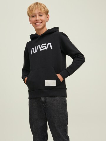 Jack & Jones Junior Sweatshirt 'NASA' in Zwart: voorkant