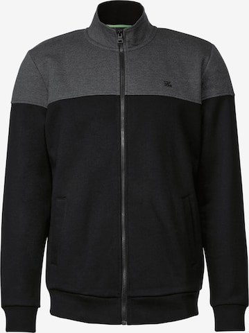 Street One MEN Zip-Up Hoodie in Black: front