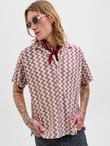 JACK & JONES Comfort fit Button Up Shirt 'JORSummer Luke' in Red