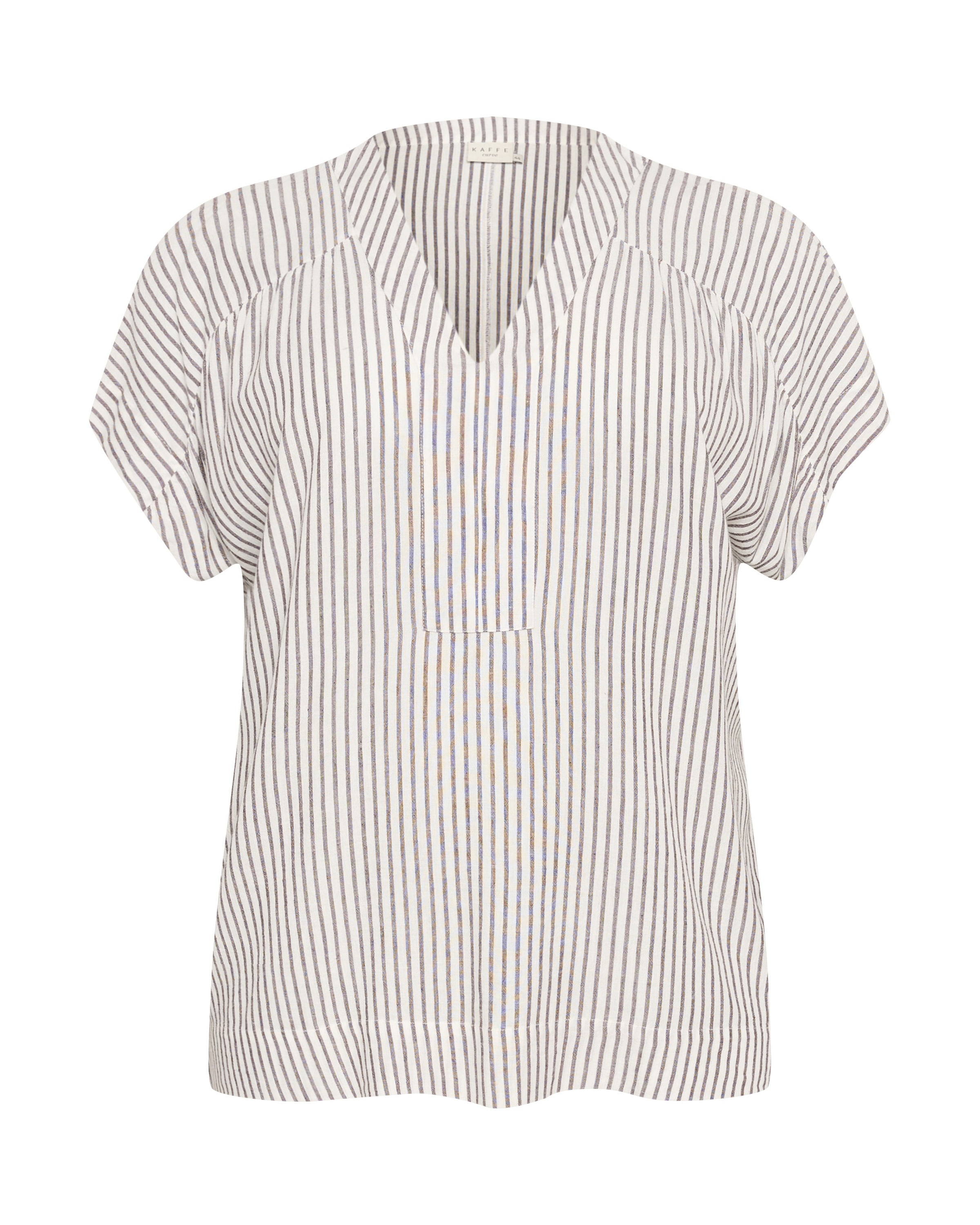 KAFFE CURVE Blouse &#x27;Mille&#x27; in de kleur Ombergrijs / Wit, Productweergave