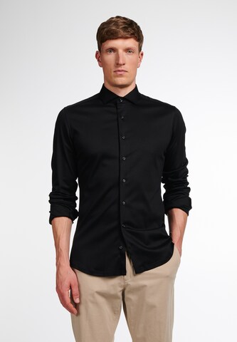 ETERNA Slim fit Business shirt in Black: front