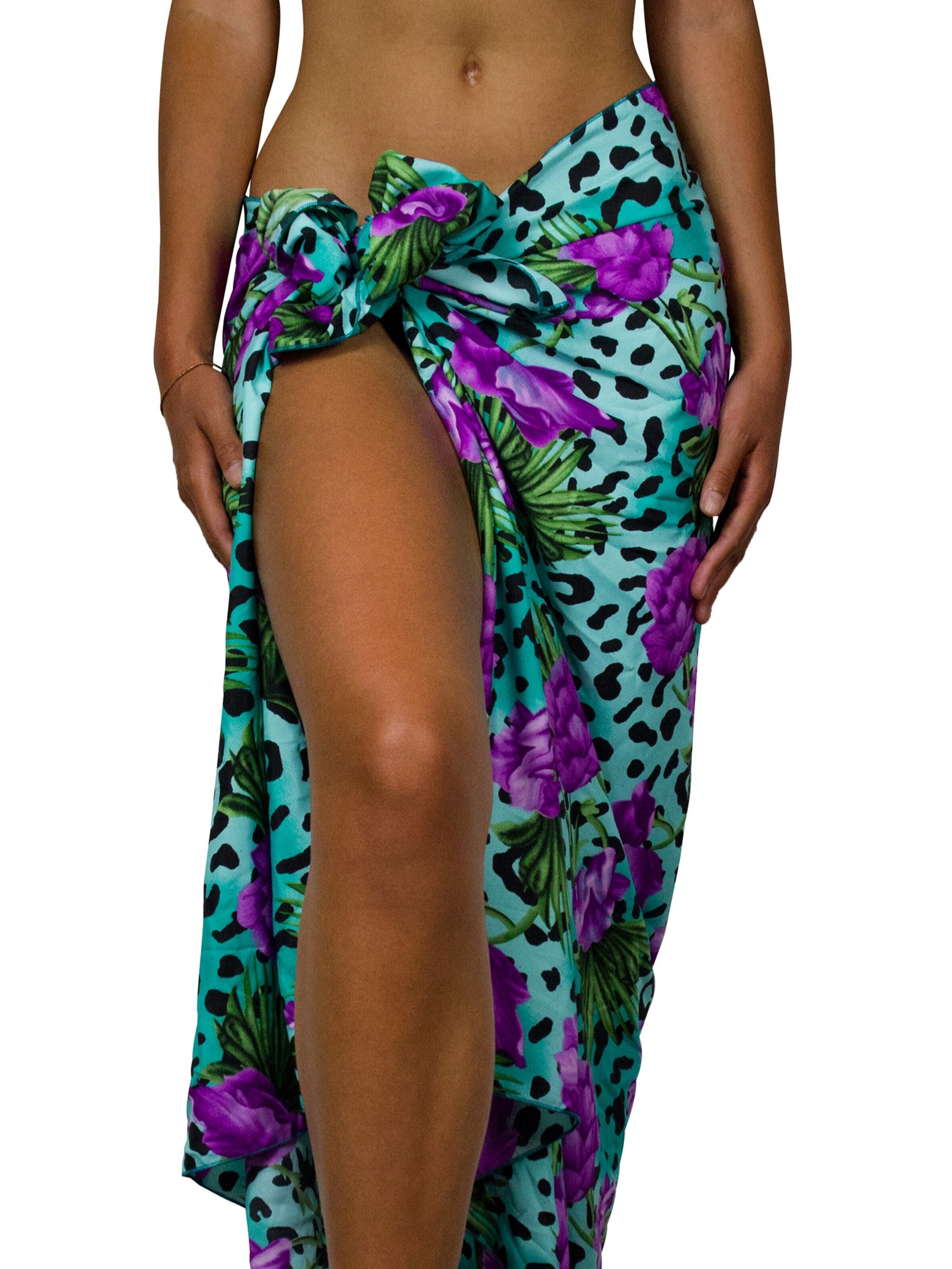 Foulard 'Leopard Flowers' di King Kameha in blu