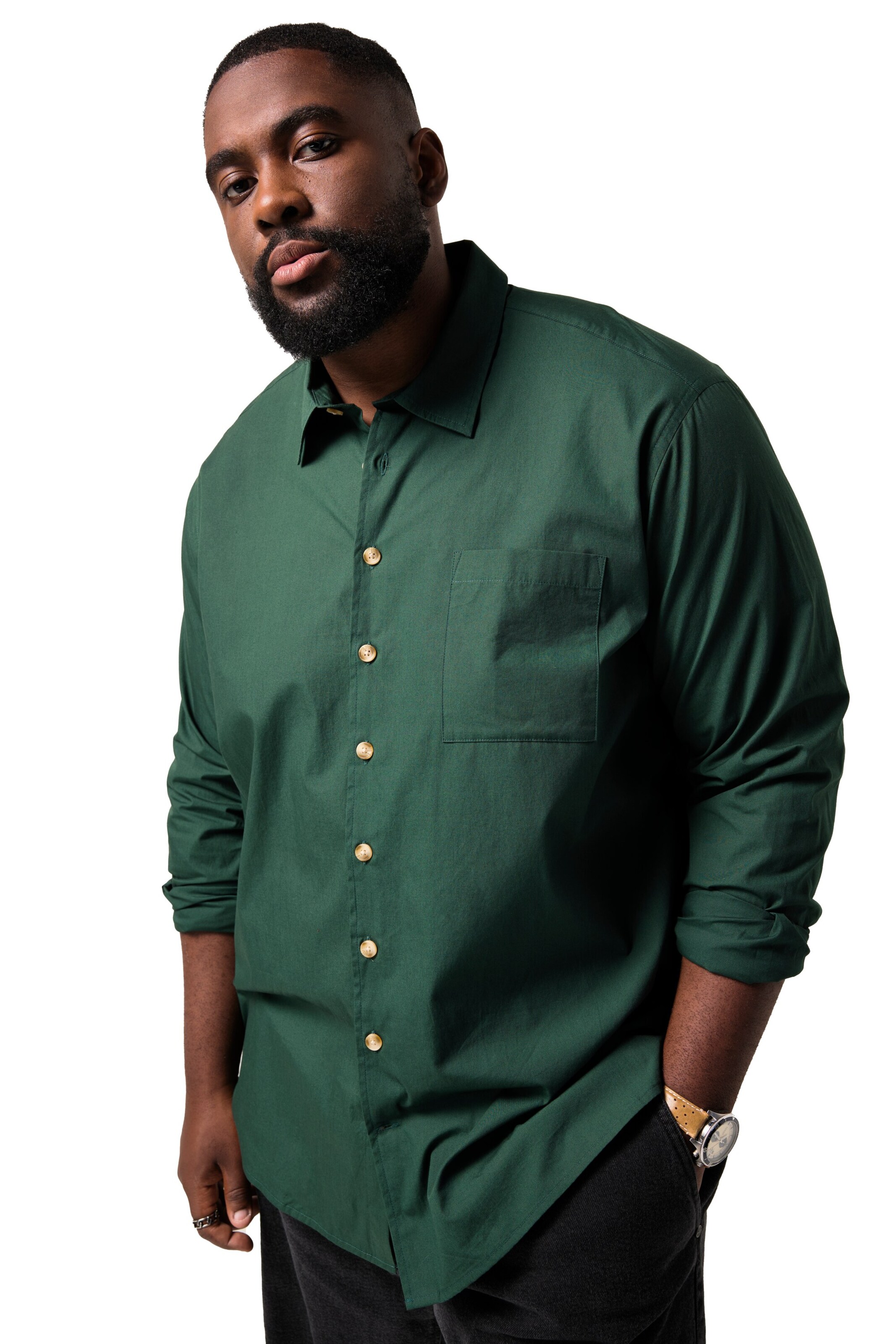 STHUGE Regular fit Button Up Shirt in Green: front