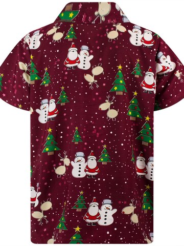 King Kameha Regular Fit Hemd 'Christmas Buddies'‌‌‌‌‌‌‌‌‌ in Rot