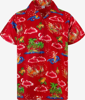 King Kameha Button Up Shirt 'Christmas Island' in Red: front