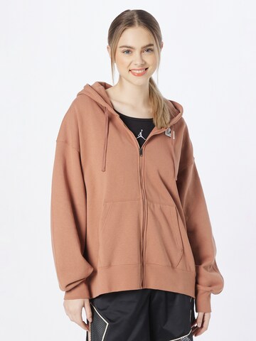 Jordan Zip-Up Hoodie in Brown: front