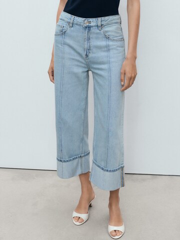 Wide leg Jeans 'GALA' de la MANGO pe albastru: față