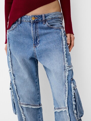 Bershka Wide leg Cargo jeans in Blue