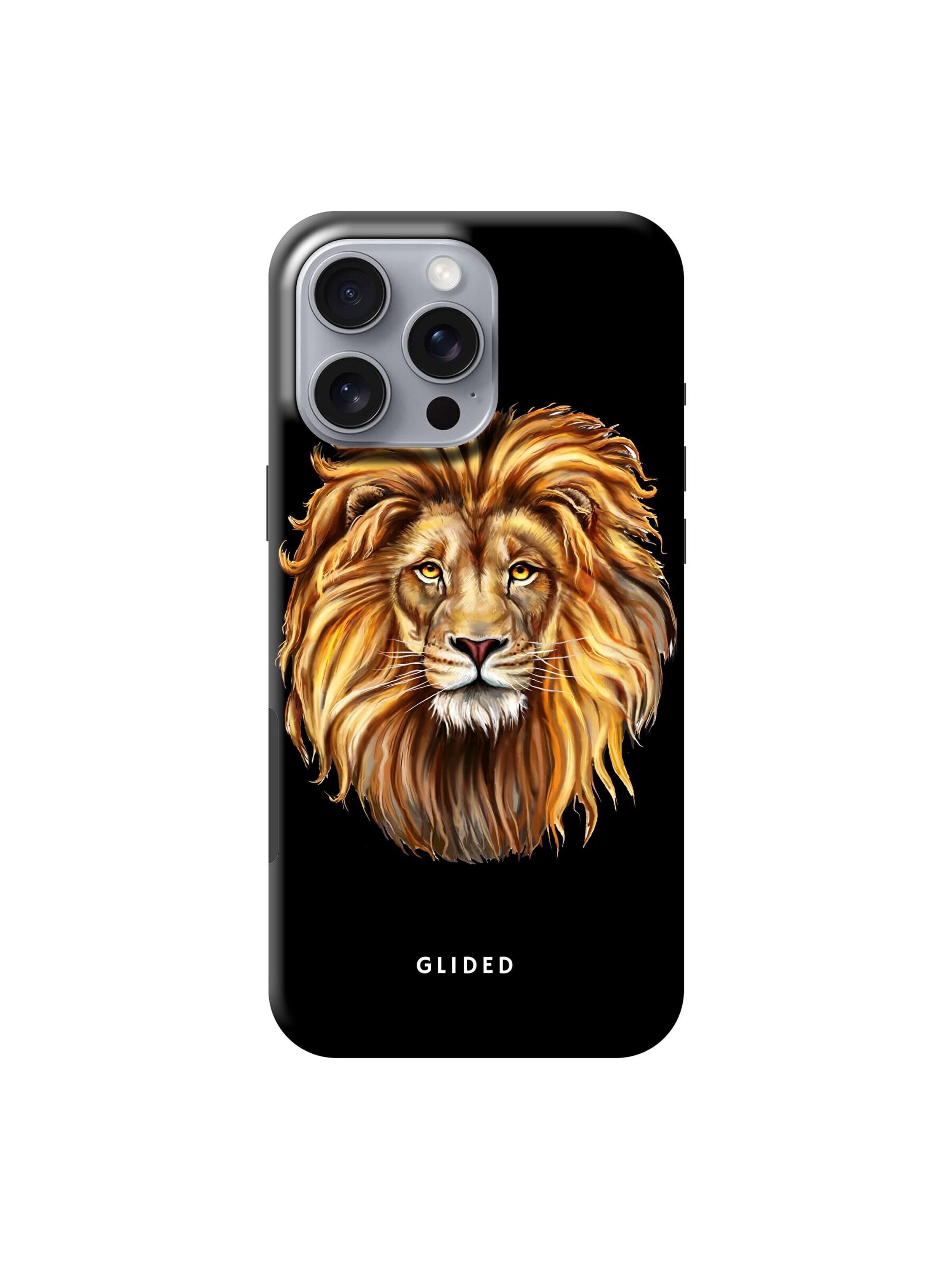 Glided Smartphonehülle 'Lion Majesty Glided Handyhülle' in Schwarz: Vorderseite