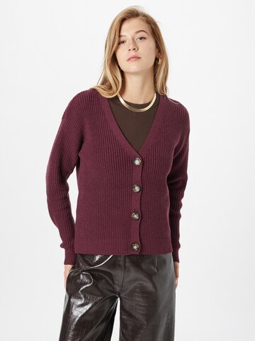 PIECES Knit Cardigan 'Karie' in Purple: front