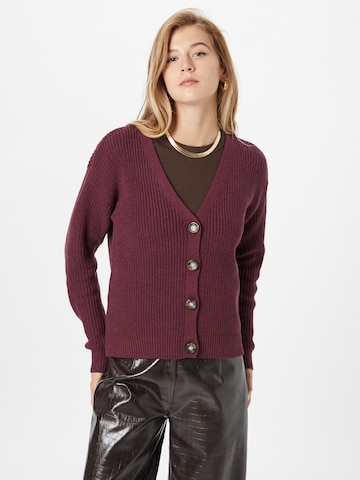 PIECES Knit Cardigan 'Karie' in Purple: front