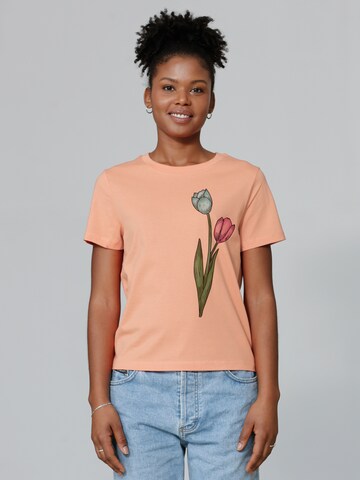 Watapparel Shirt 'Blume in Wasserfarbe 05' in Orange: Vorderseite