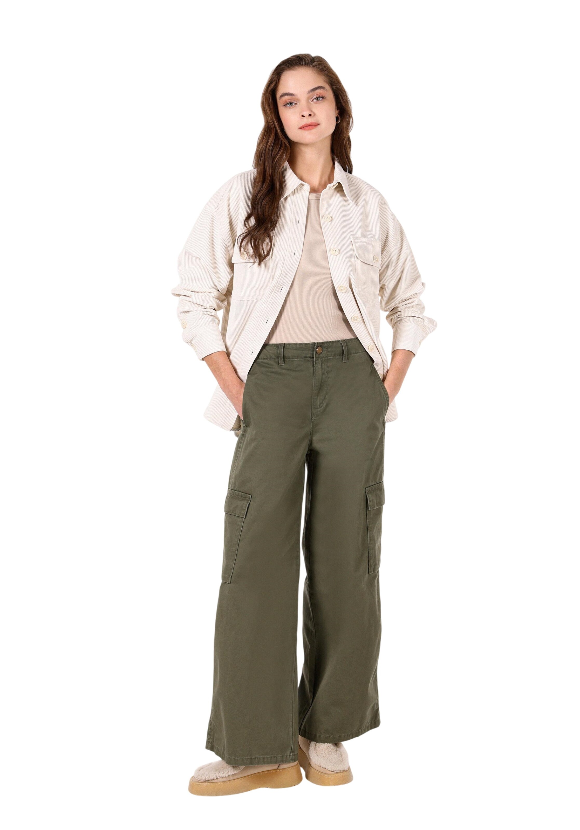 Chemise folklorique Colin's en beige : devant