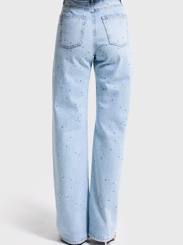 IT'S BASIC Regular Jeans 'RHINESTONE STRAIGHT MID RISE JEANS (Lenght 30)' in Blauw