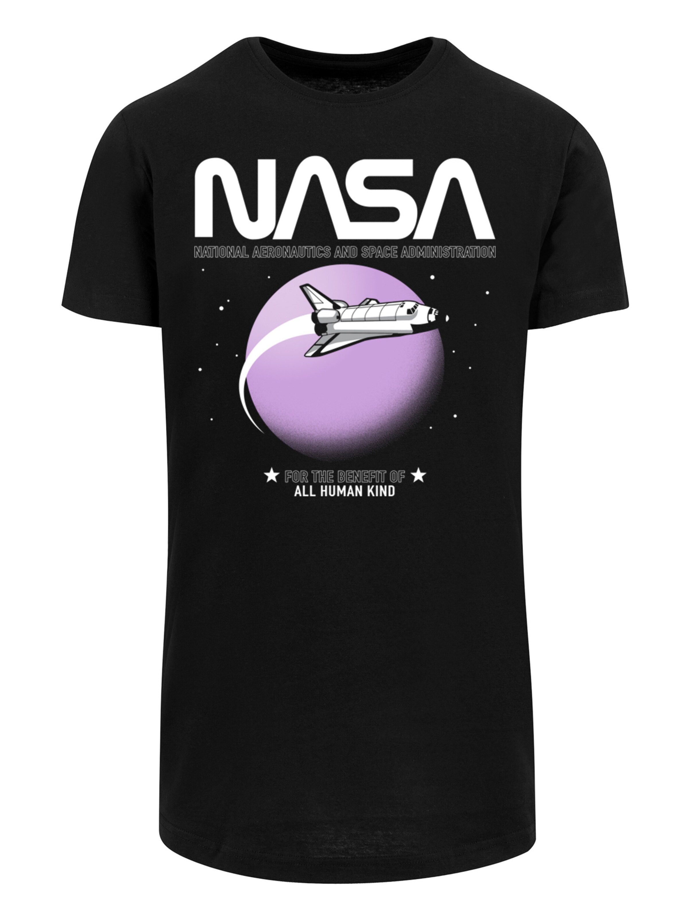F4NT4STIC Shirt 'NASA Shuttle Orbit' in Zwart: voorkant
